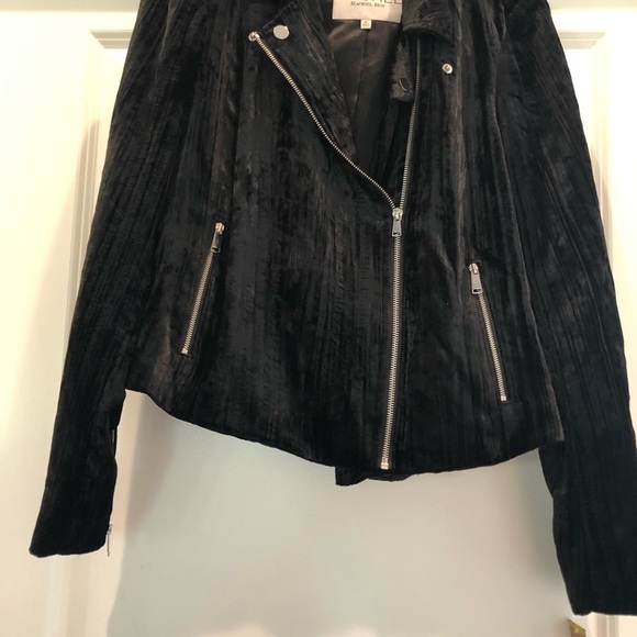 Rachel by Rachel Roy Black Velvet Motorcycle Jacket NWT size -M - Picture 5 of 10